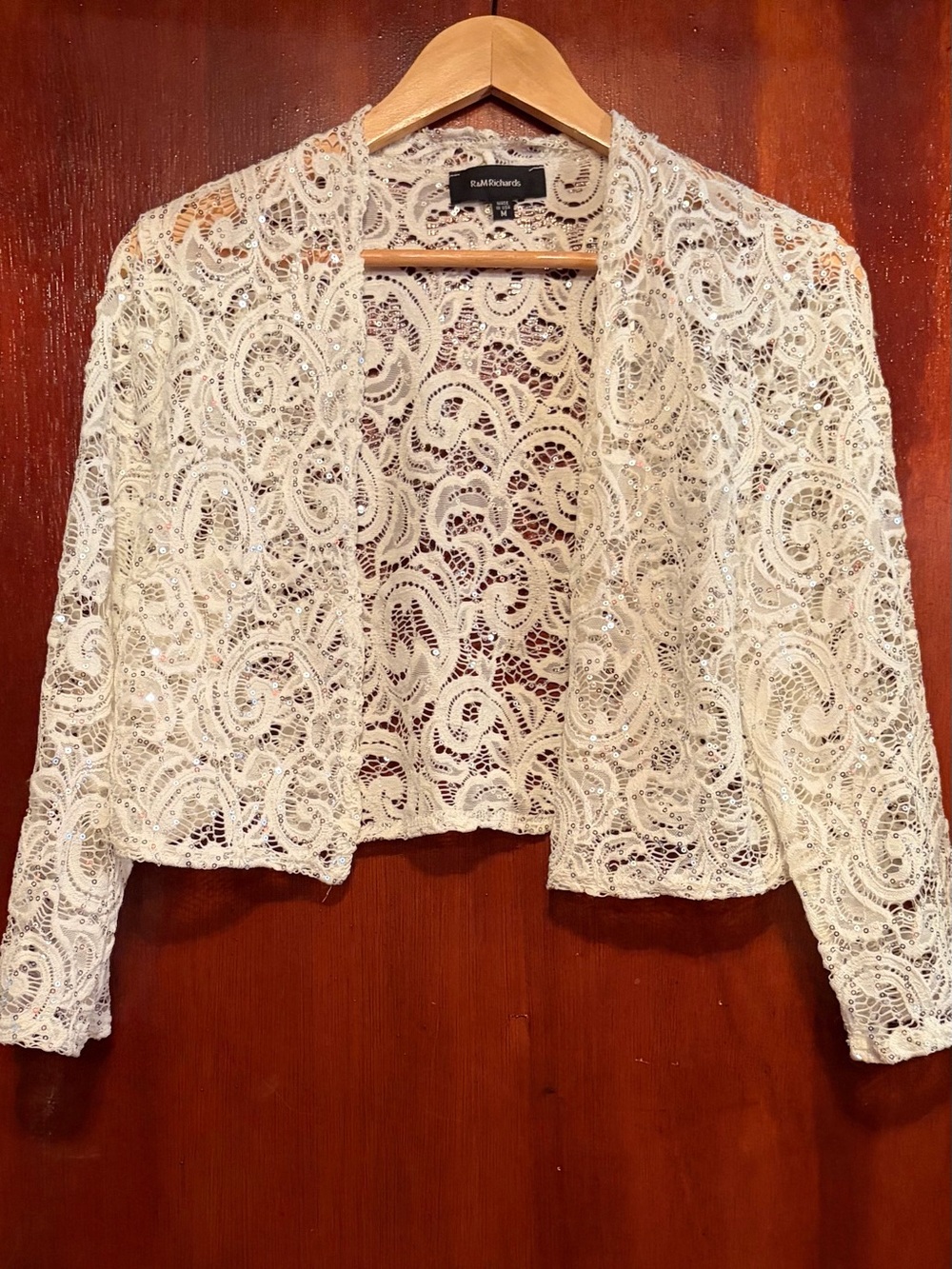 Rafaella Ivory Lace Open-Front Cropped Jacket